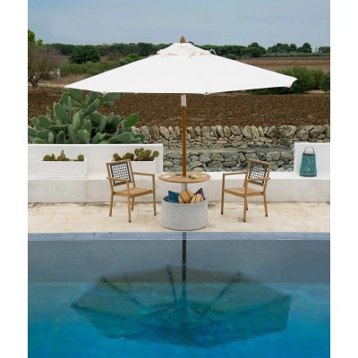 Lipari cement umbrella base with adjustable iroko tabletop Ø 85