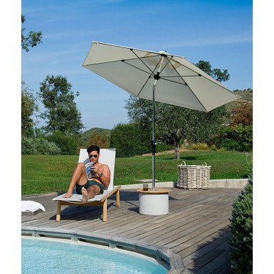 Lipari cement umbrella base with adjustable iroko tabletop Ø 45