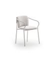 Salò chair with seat and backrest upholstery by Unopiù, sand-coloured tubular aluminium frame