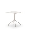 Square aluminium Salò table from Unopiù, sand-coloured tubular aluminium frame