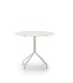 Salò round table aluminium by Unopiù, sand-coloured tubular aluminium frame