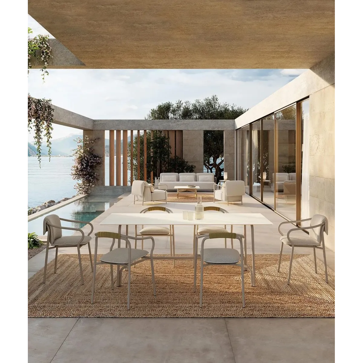 Table rectangulaire en aluminium S203 cm Salò - Unopiù, sable