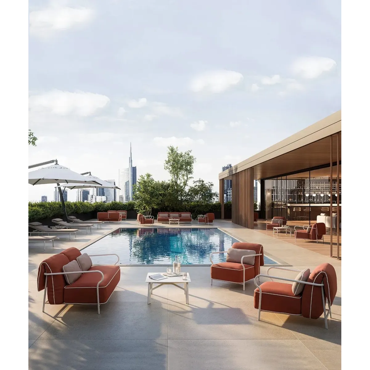 Stylish Square Aluminium Coffee Table Salò by Unopiù - Sand Colour