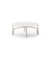 Salò round coffee table aluminium by Unopiù, sand-coloured tubular aluminium frame