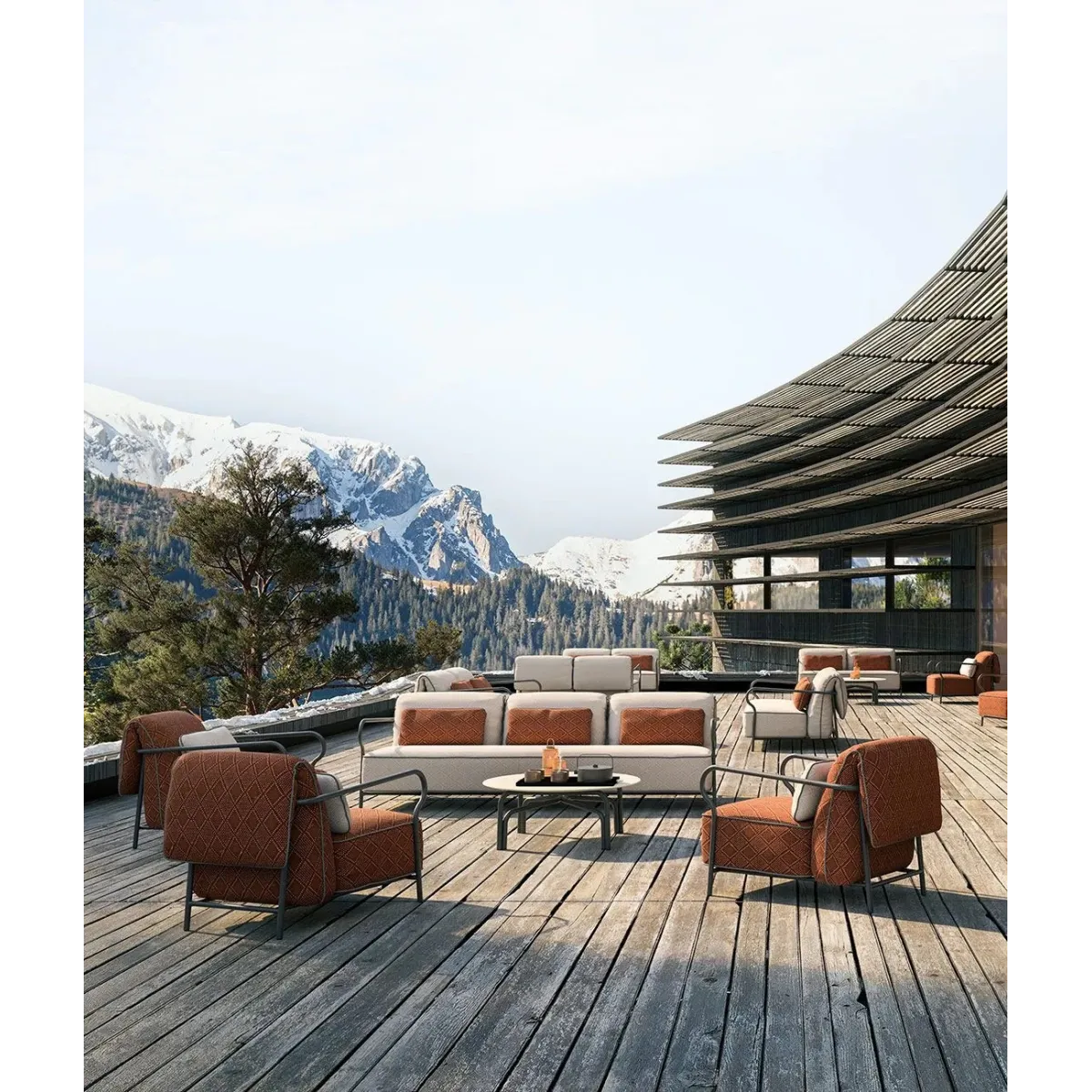 Salò Round Coffee Table by Unopiù - Sand-Coloured Aluminium Frame