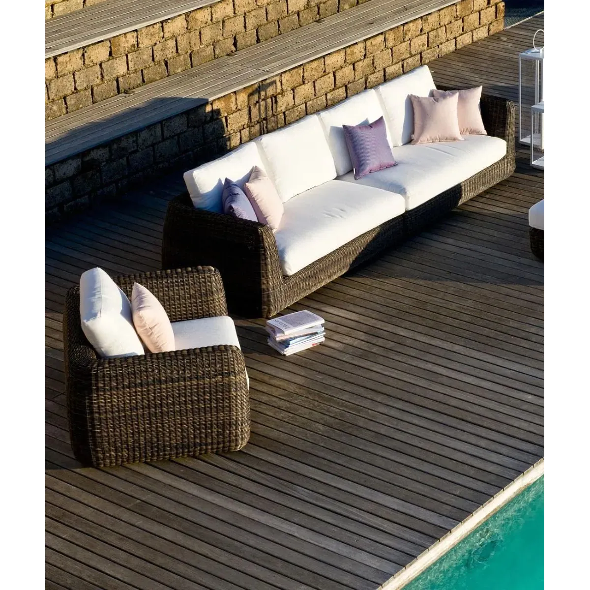 End module left with cushion Agorà from WaProLace by Unopiù in tropical brown