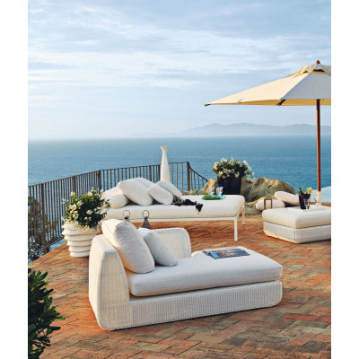 Lounge module left Agorà with seat cushion made of WaProLace from Unopiù in white
