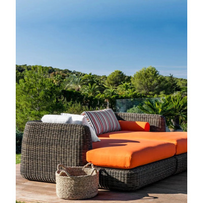 Lounge module left Agorà with seat cushion made of WaProLace from Unopiù in tropical brown