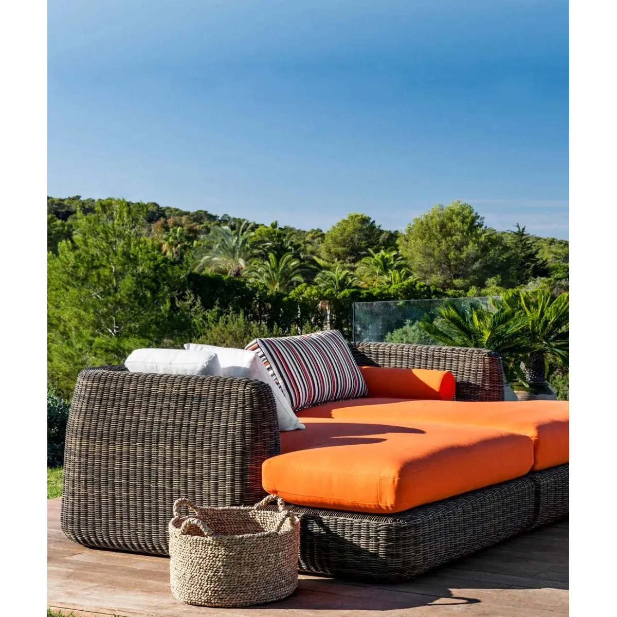 Modulo lounge sinistro Agorà con cuscino di seduta in WaProLace di Unopiù in tropical brown
