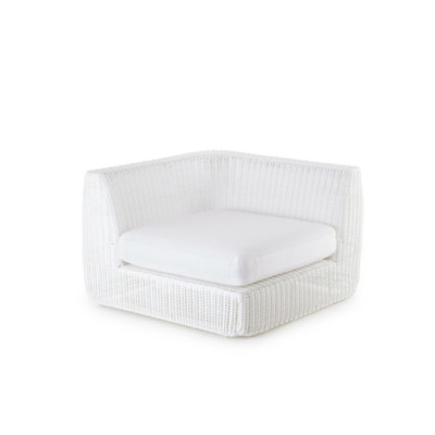 Agorà corner module with seat cushion from Unopiù in Waprolace white