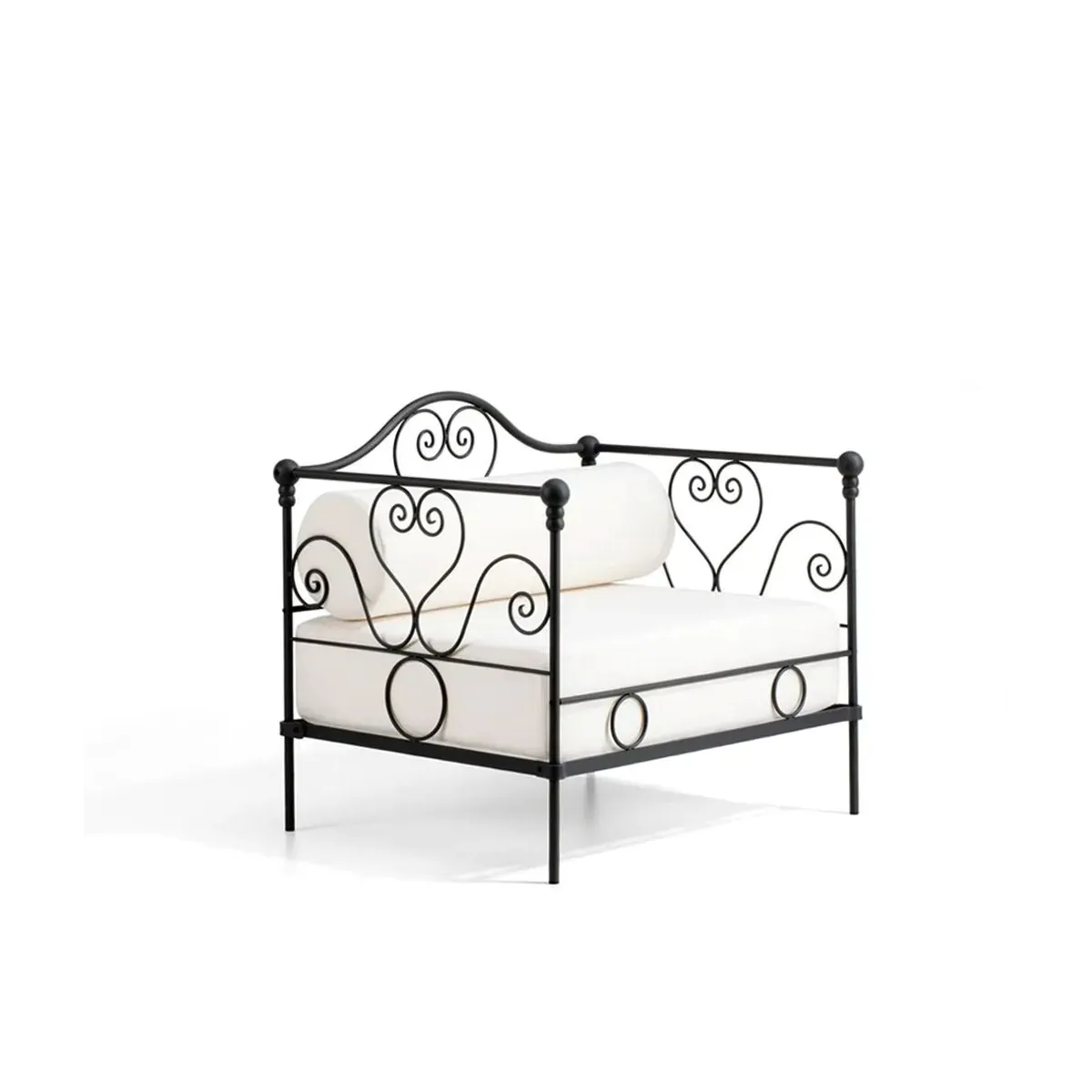 Wrought Iron Aurora Lounge Chair by Unopiù - With seat cushion and backrest in the colour latte