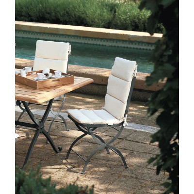 Chaise avec accoudoirs Aurora de Unopiù en fer forgé, pliable avec coussin d'assise