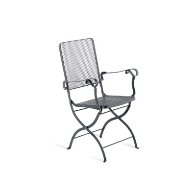 Foldable Wrought Iron Armchair Aurora by Unopiù - With seat cushion
