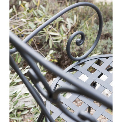 Garden armchair in wrought iron Aurora by Unopiù with seat cushion
