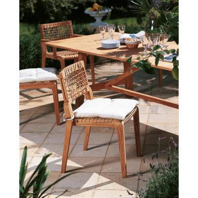 Sedia Synthesis Unopiù in teak/Waprolace  con cuscino - Eleganza e Comfort Outdoor