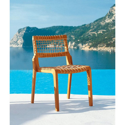 Synthesis chair by Unopiù in teak/Waprolace with cushion