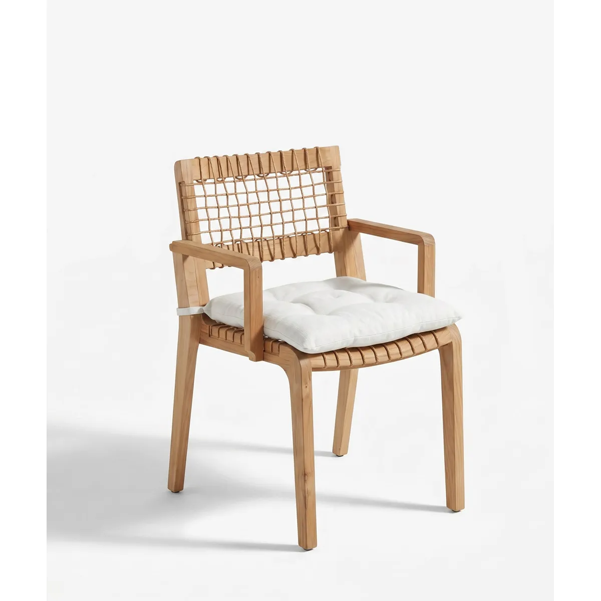 Fauteuil Synthesis Unopiù avec coussin d'assise : Élégance en teck et Waprolace