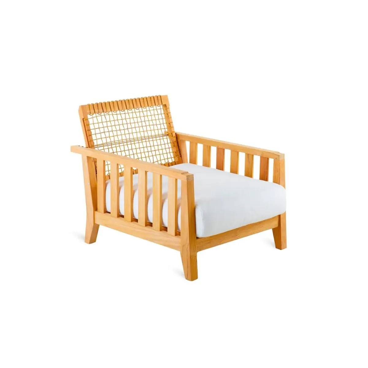 Poltrona Synthesis Unopiù in teak e Waprolace con cuscino seduta e schienale regolabile