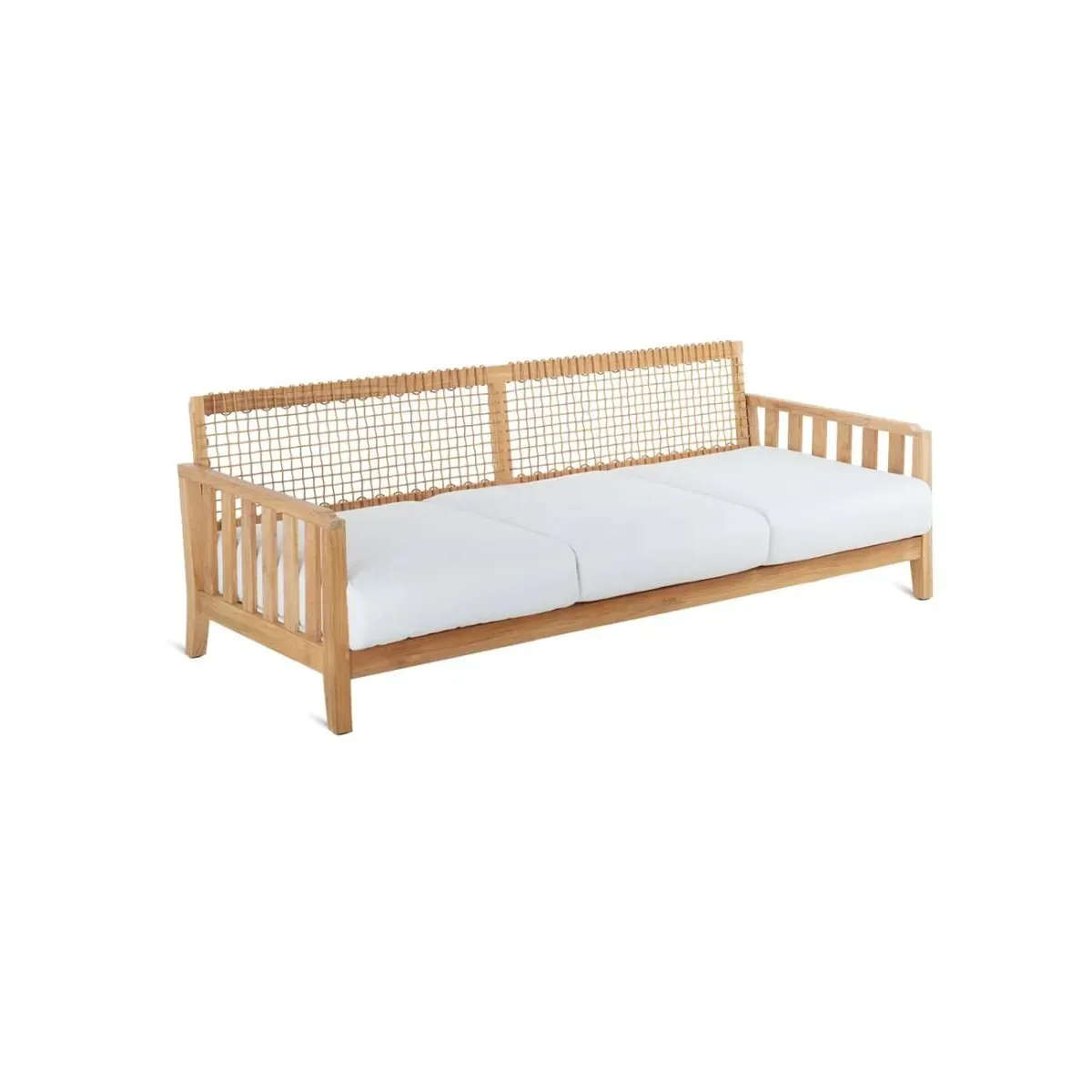 Sofa Synthesis Unopiù in teak e Waprolace L 210 con cuscini