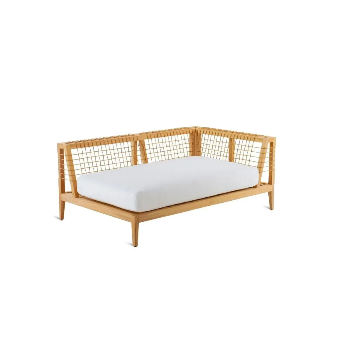 Module d'angle gauche Synthesis Unopiù en teck et Waprolace avec coussin d'assise