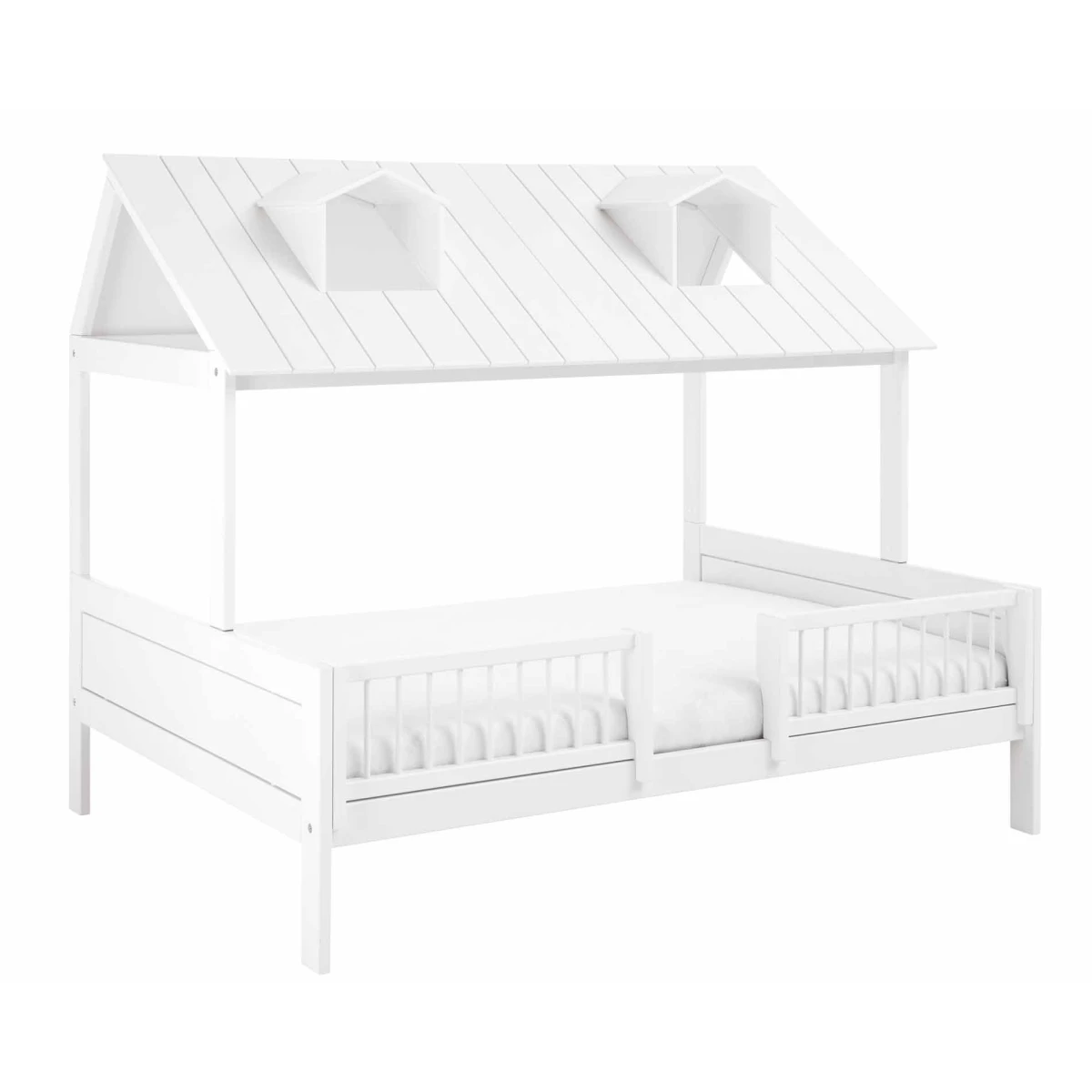 Casa sulla spiaggia Lifetime 140x200 cm, con struttura a doghe DeLuxe bianca