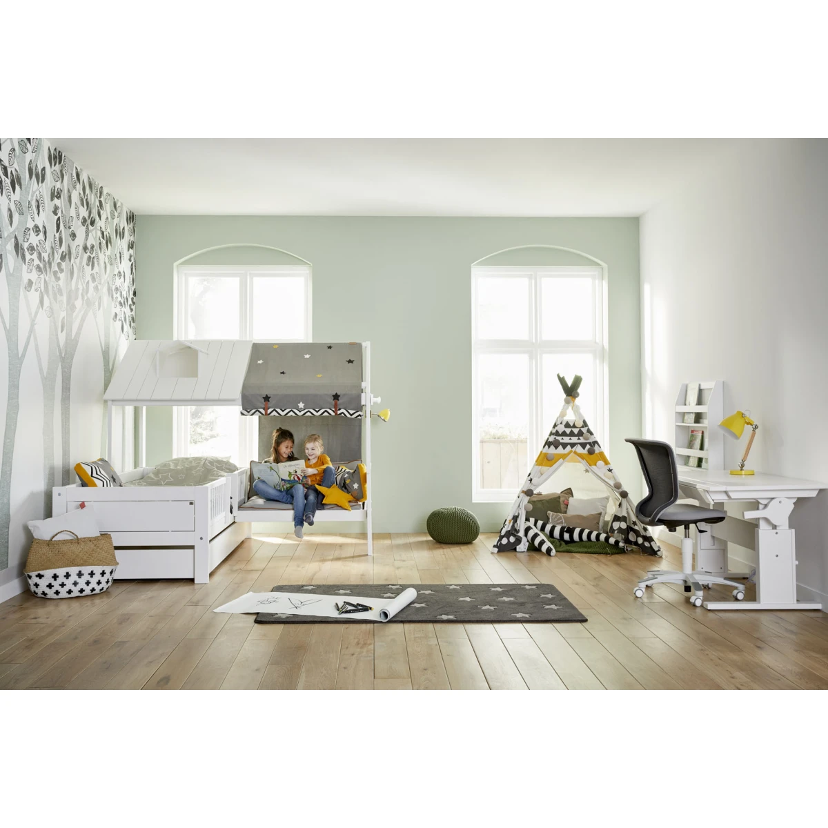 Beach House Corner-RL von LifeTime 90x200 cm, mit Bank und Roll-Lattenrost und Gratis-Matratze